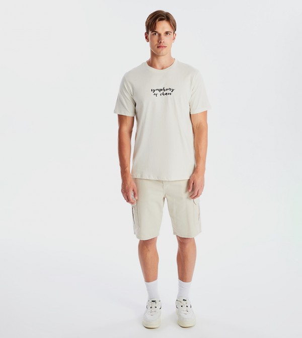 اٍل سي واي كيكي  - بيج Round Neck T-Shirts