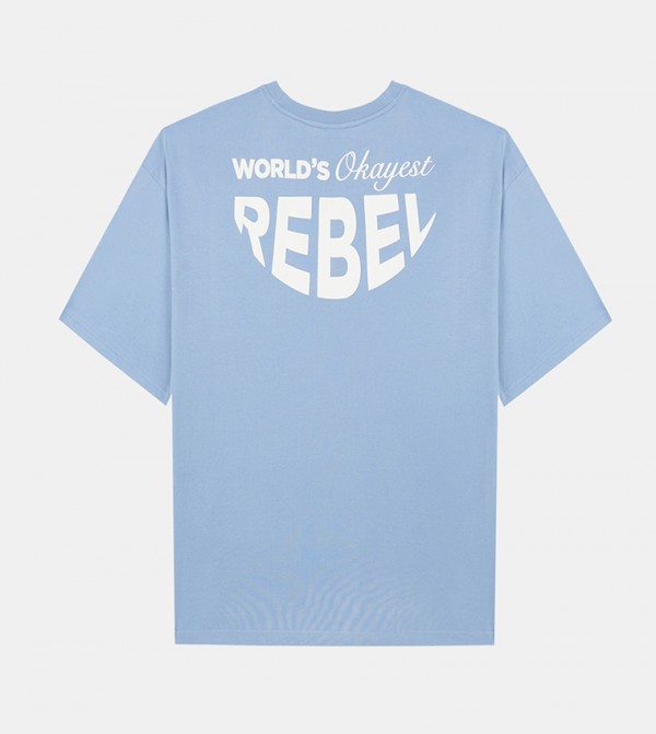 F5 F5 - Blue Round Neck T-Shirts
