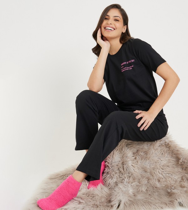 ستايلي  ملابس - أسود Pyjama Set