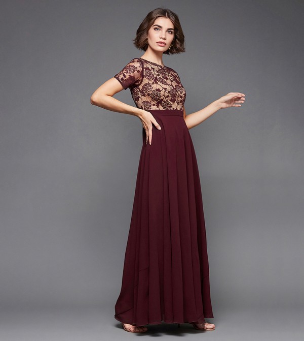 Miss Chase Miss Chase - Burgundy Maxi Dresses