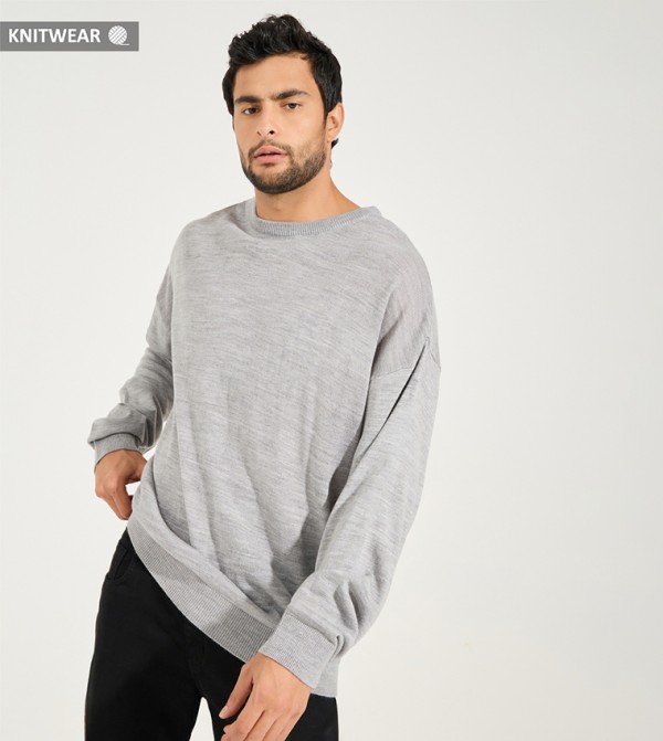 برودكت برودكت - رمادي Round Neck Sweaters