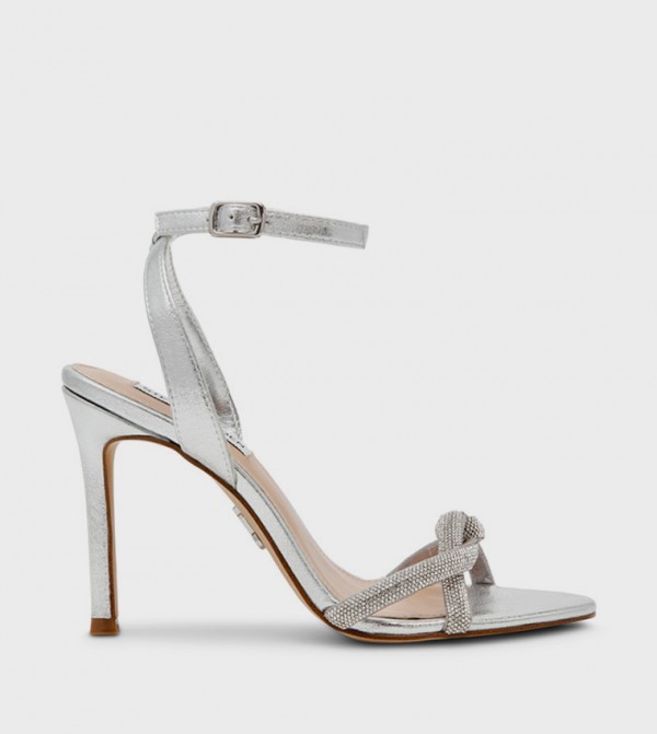 ستيف مادن  صنادل كعب عالي - فضي كعب