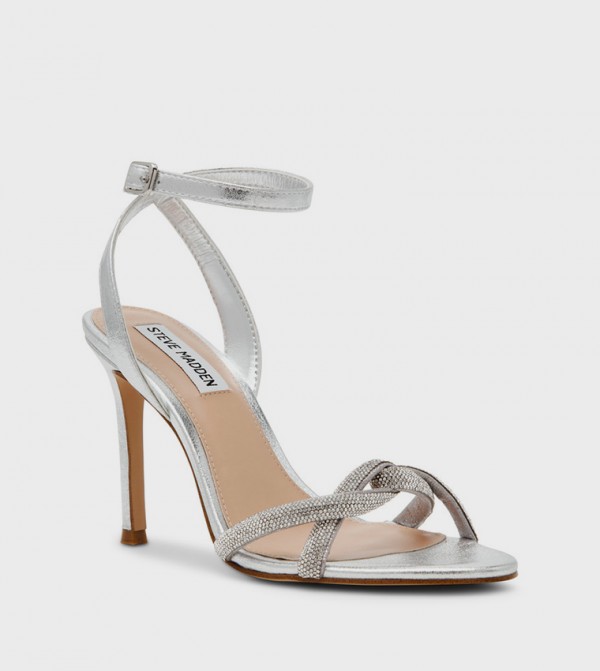 ستيف مادن  صنادل كعب عالي - فضي كعب