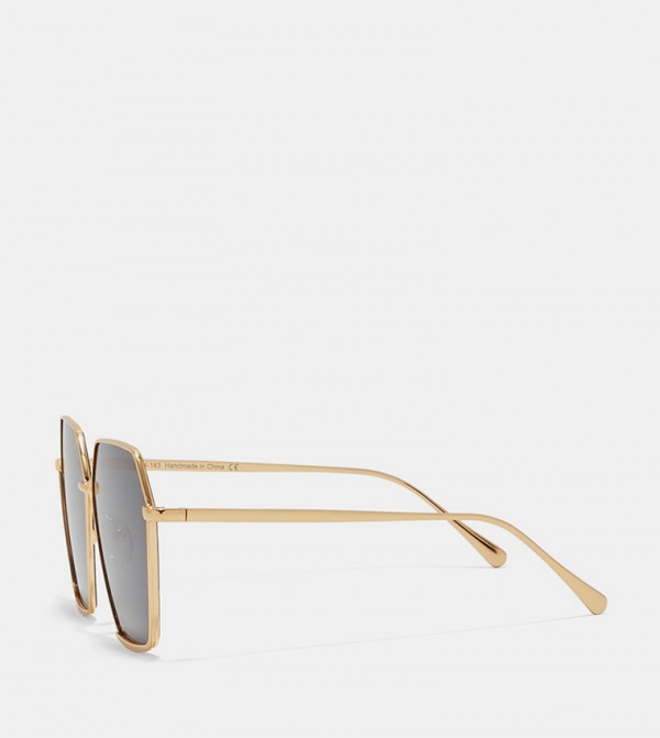 بلاك أوت  - ذهبي Round Sunglasses