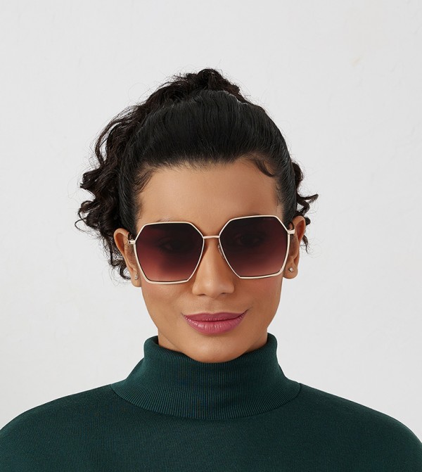 بلاك أوت بلاك أوت - ذهبي Round Sunglasses