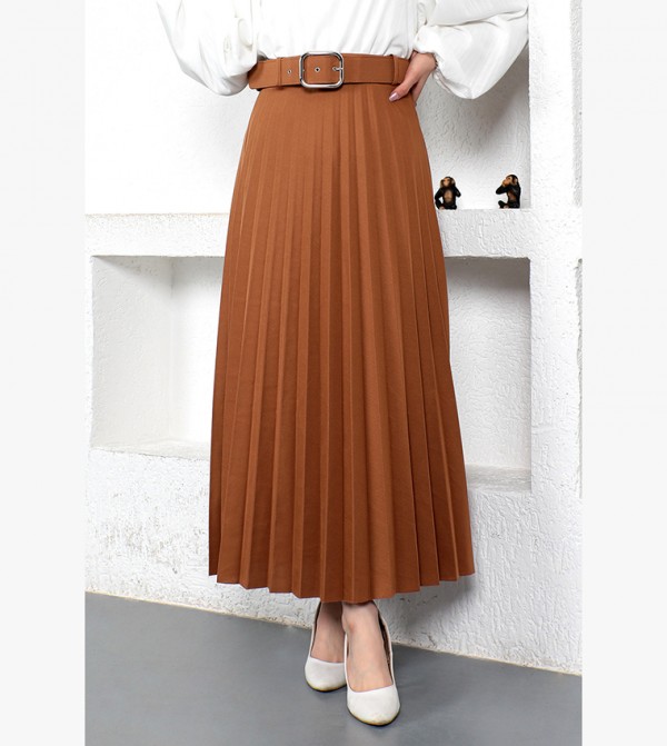 تستر دنياسي - أوتليت  - بني  Midi Skirts