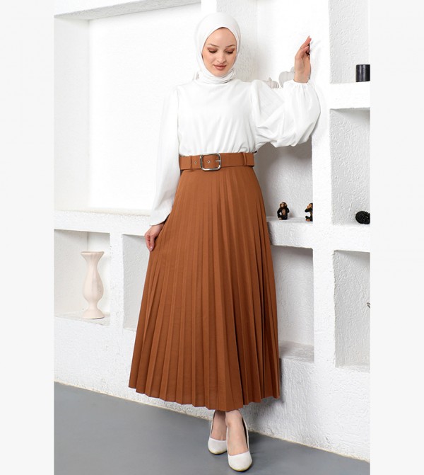 تستر دنياسي - أوتليت  - بني  Midi Skirts