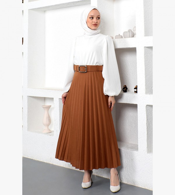 تستر دنياسي - أوتليت  - بني  Midi Skirts
