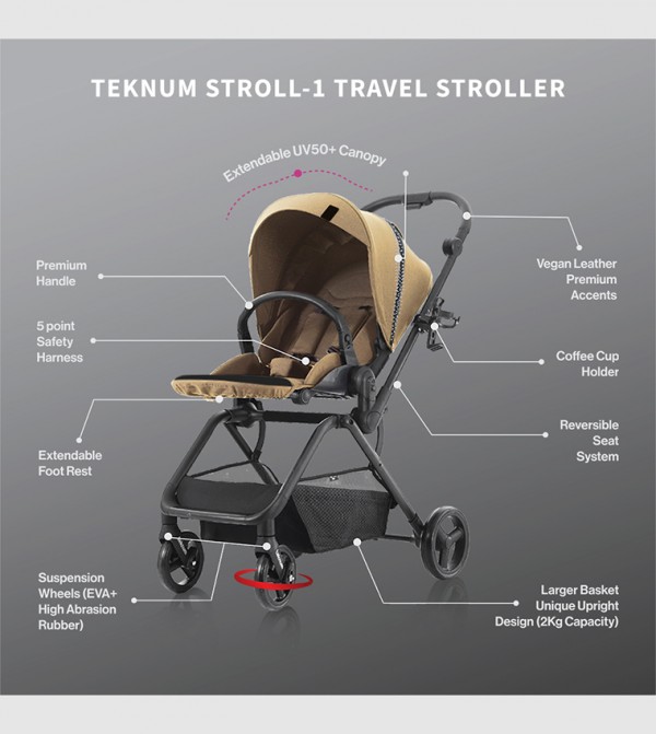 Teknum  Baby Essentials - Khaki Strollers & Travel Systems