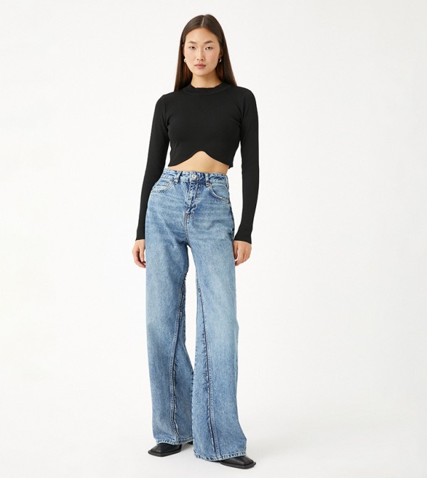 كوتون - كحلي Wide Leg Jeans