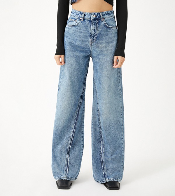 كوتون - كحلي Wide Leg Jeans