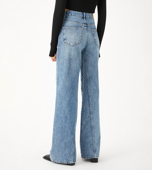 كوتون - كحلي Wide Leg Jeans