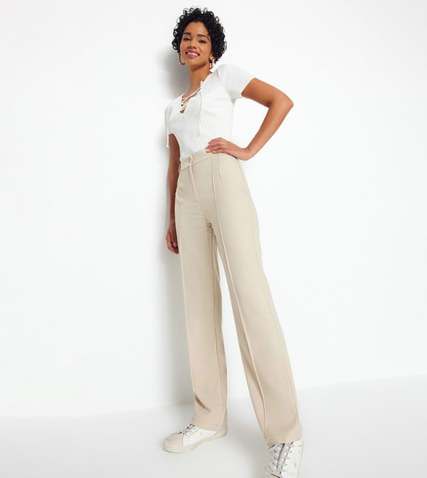 Buy Beige Trousers & Pants for Women by TRENDYOL Online