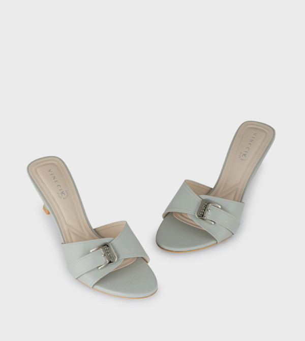 فينتشي  صنادل كعب عالي - رمادي كعب