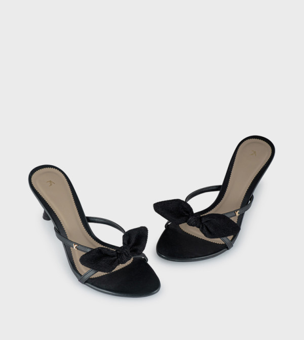 فينتشي  صنادل كعب عالي - أسود كعب