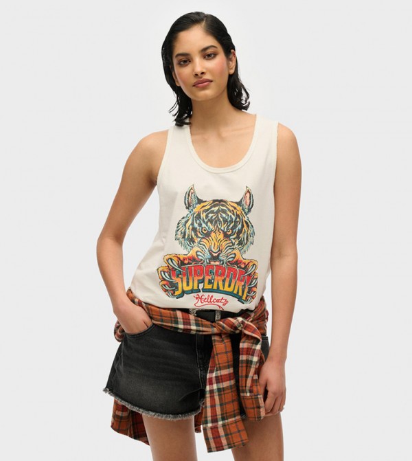 Superdry  - Off White Sleeveless Tops