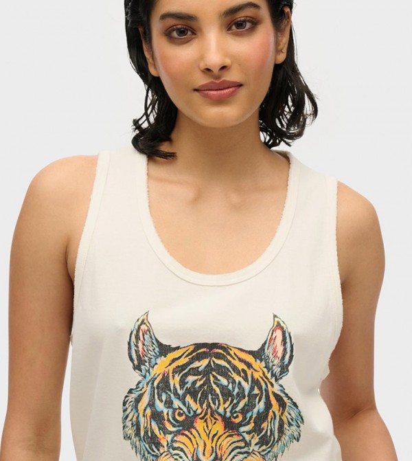 Superdry  - Off White Sleeveless Tops