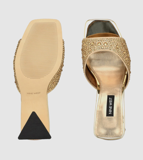 ناين وست أحذية - ذهبي Block Heels