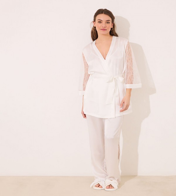 ويمينز سيكريت  ملابس نوم - أبيض Pyjama Set