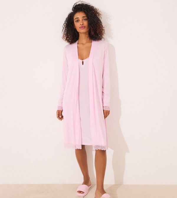ويمينز سيكريت - وردي Night Robes & Kimonos