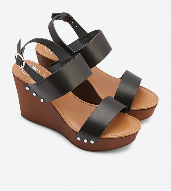 Wedge Wooden Platform Kimmey Sandals Black QrdtshC