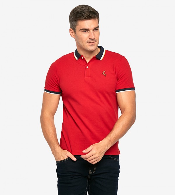 giordano red polo shirt
