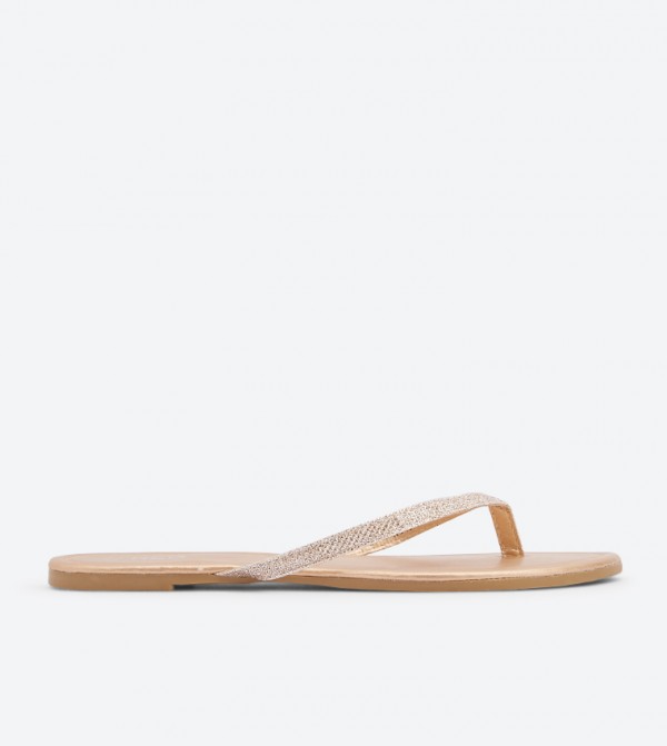Champagne colored flip flops