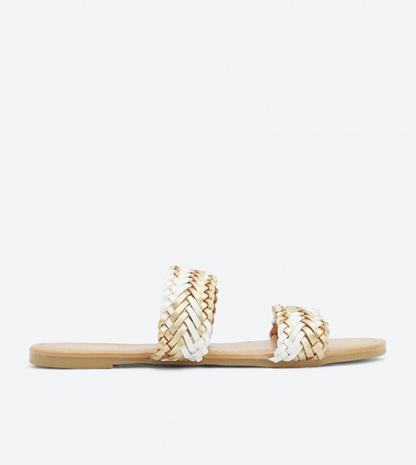 woven double strap mules