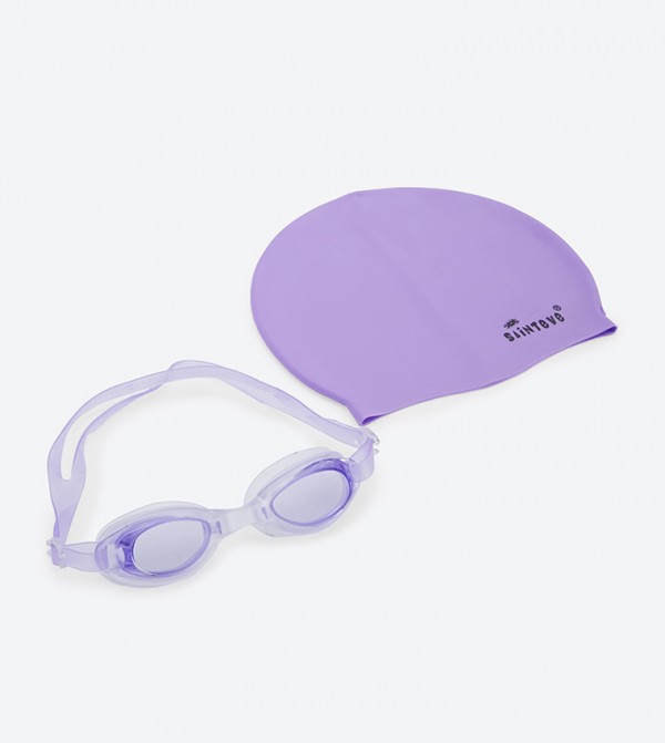 purple swimming goggles