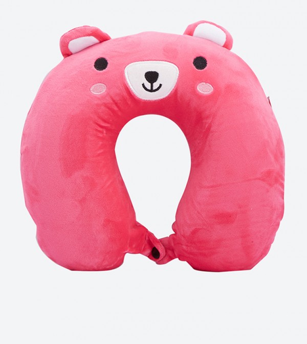 Teddy Bear Printed Kids Travel Neck Pillow Pink