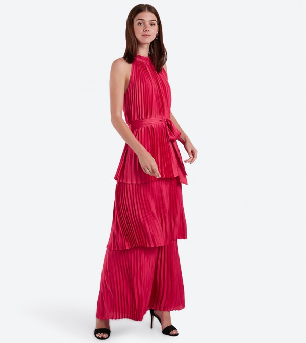 juicy couture pleated halter maxi dress