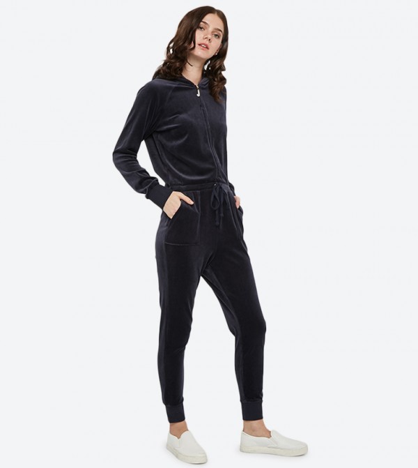 long sleeve velour jumpsuit