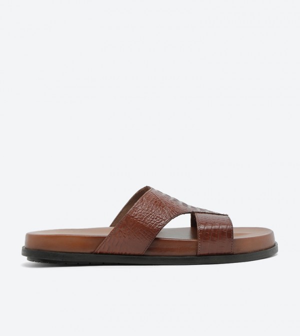 brown slip on sandals