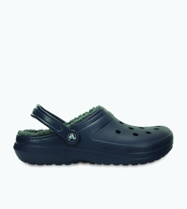 navy crocs with fur