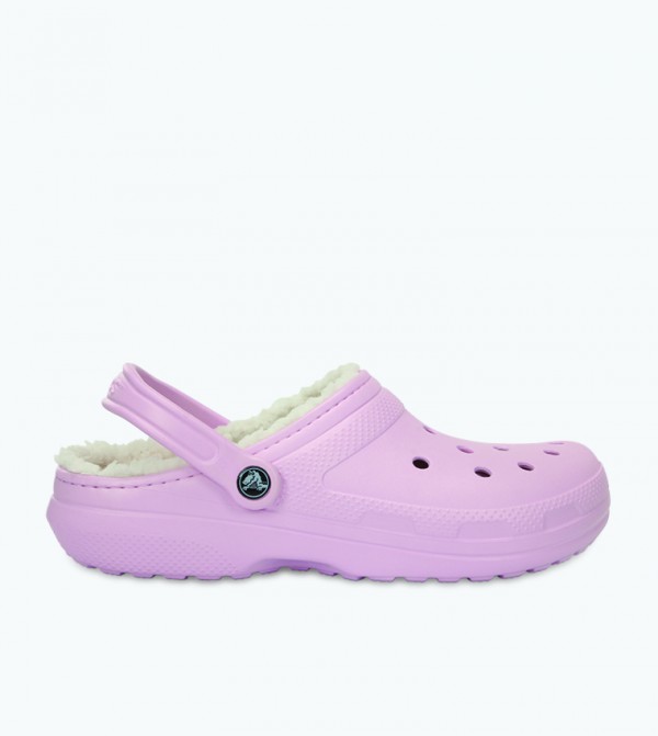 light pink crocs with fur