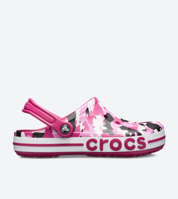 pink camo crocs