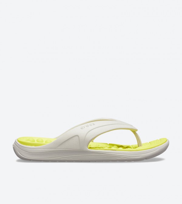 yellow croc flip flops