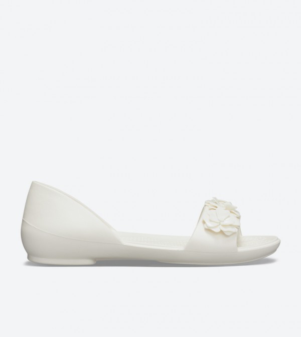 Lina Flower Dorsay Flat Sandals - White 