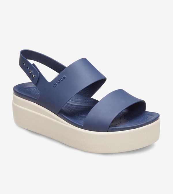 navy low wedge