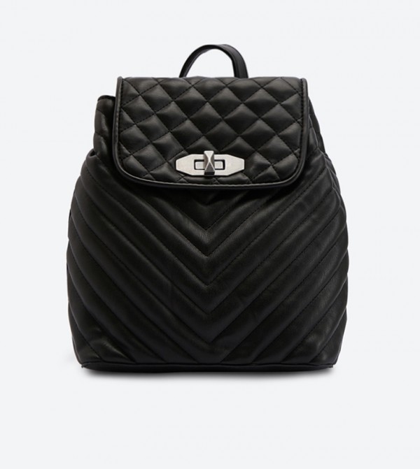 dune black quilted backpack