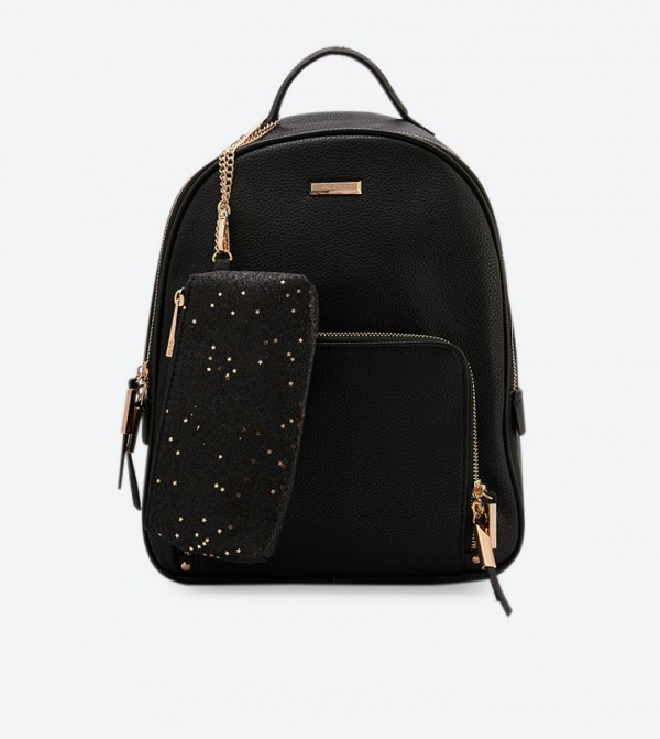 aldo backpack black leather