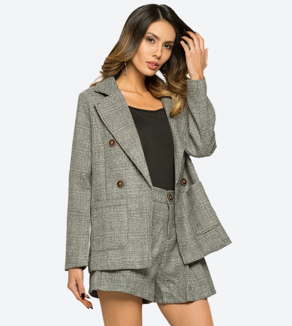 tweed blazer and shorts
