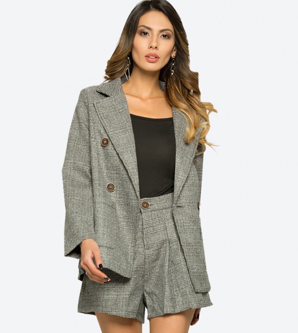 tweed shorts and blazer