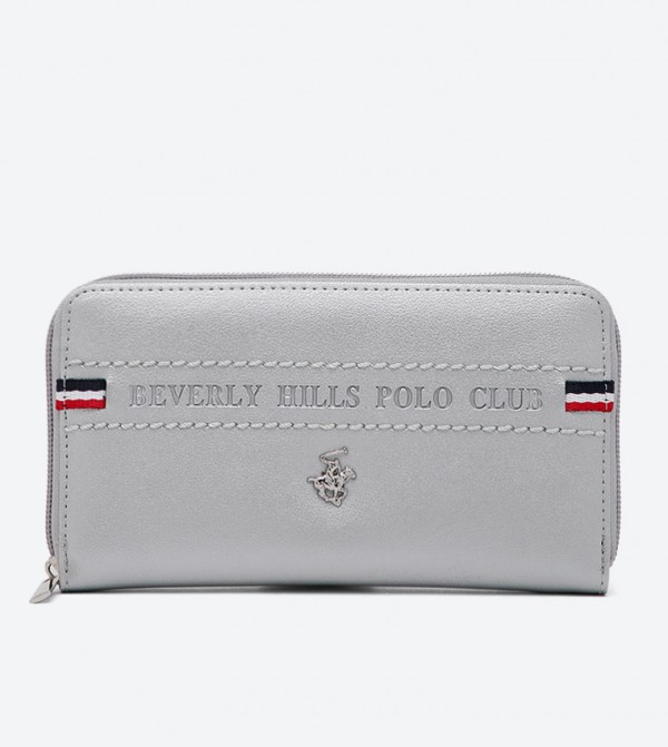 Beverly Hills Polo Club Loraine Ladies Pu Zip Around Wallet Silver