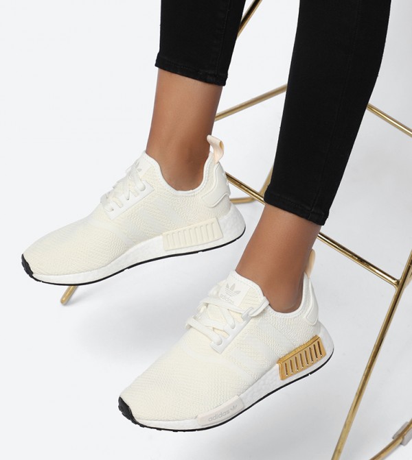 white with gold shoes