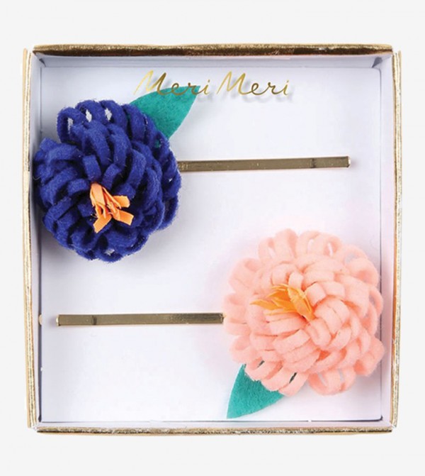 Flower Posy Hair Pins Set 2 Pcs Multi