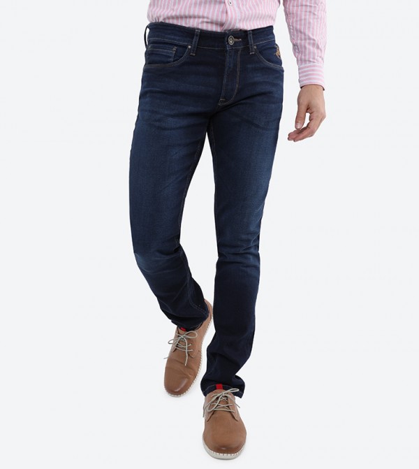 navy colored jeans