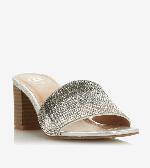 silver open toed shoes