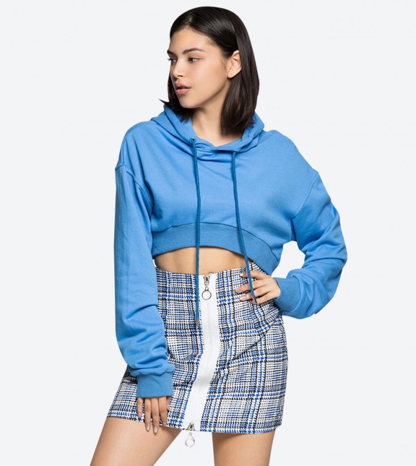 crop hoodie and skirt