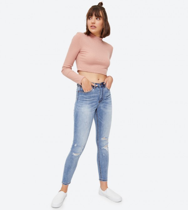 distressed jeans light blue